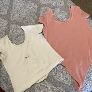 American Eagle Outfitters Cream and Pink Bodysuits